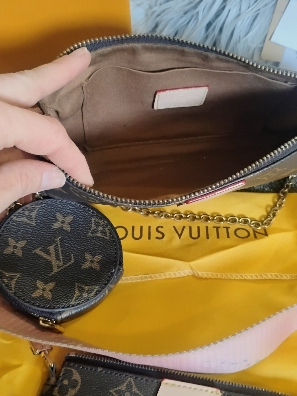Louis Vuitton Multi Pochette Monogram Canvas Pink Strap Crossbody Duty Paid - Picture 3 of 6